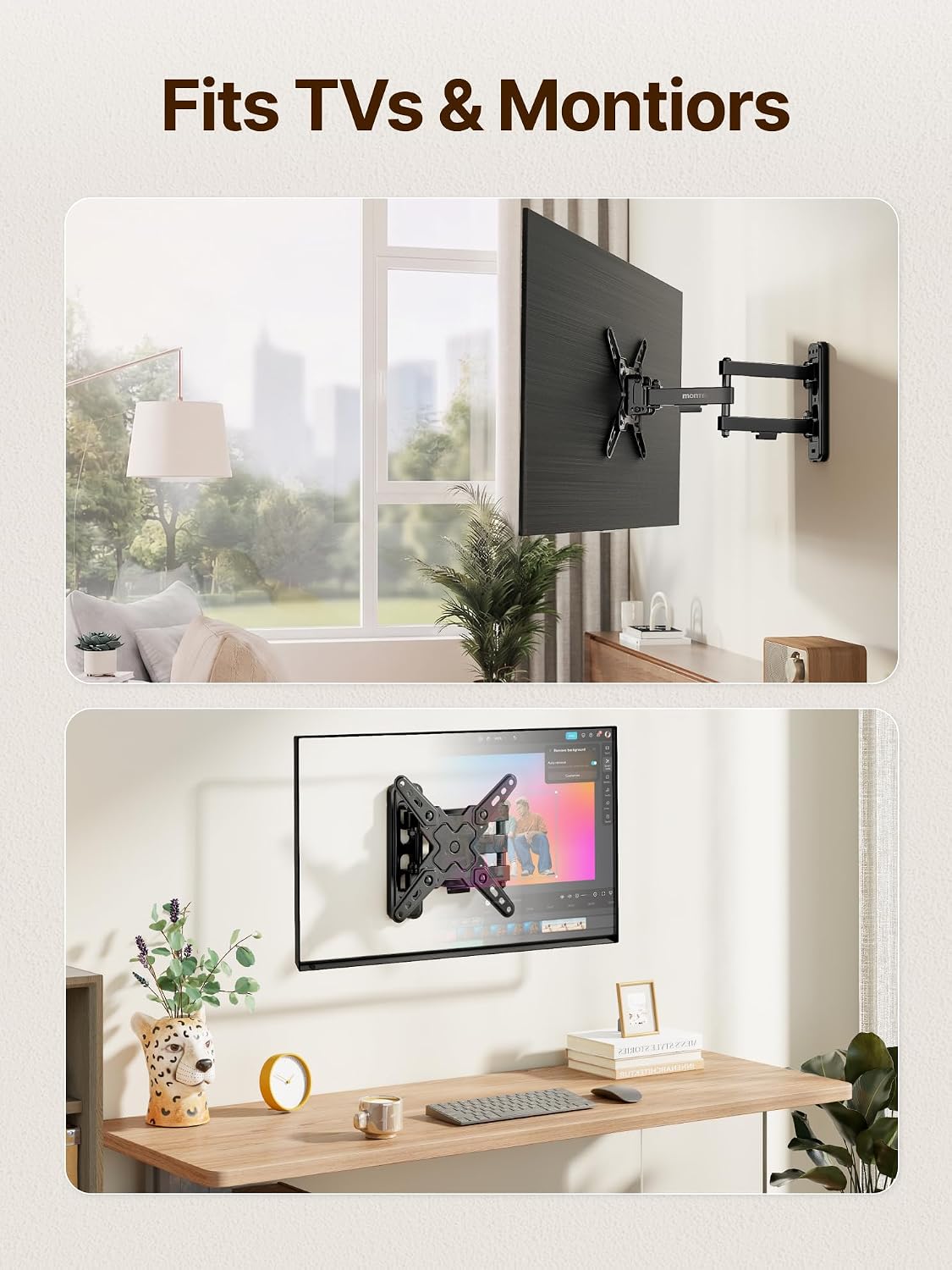 Full Motion TV Wall Mount for 13-43 Inch TVs - monTEK Articulating Swivel Tilt Bracket