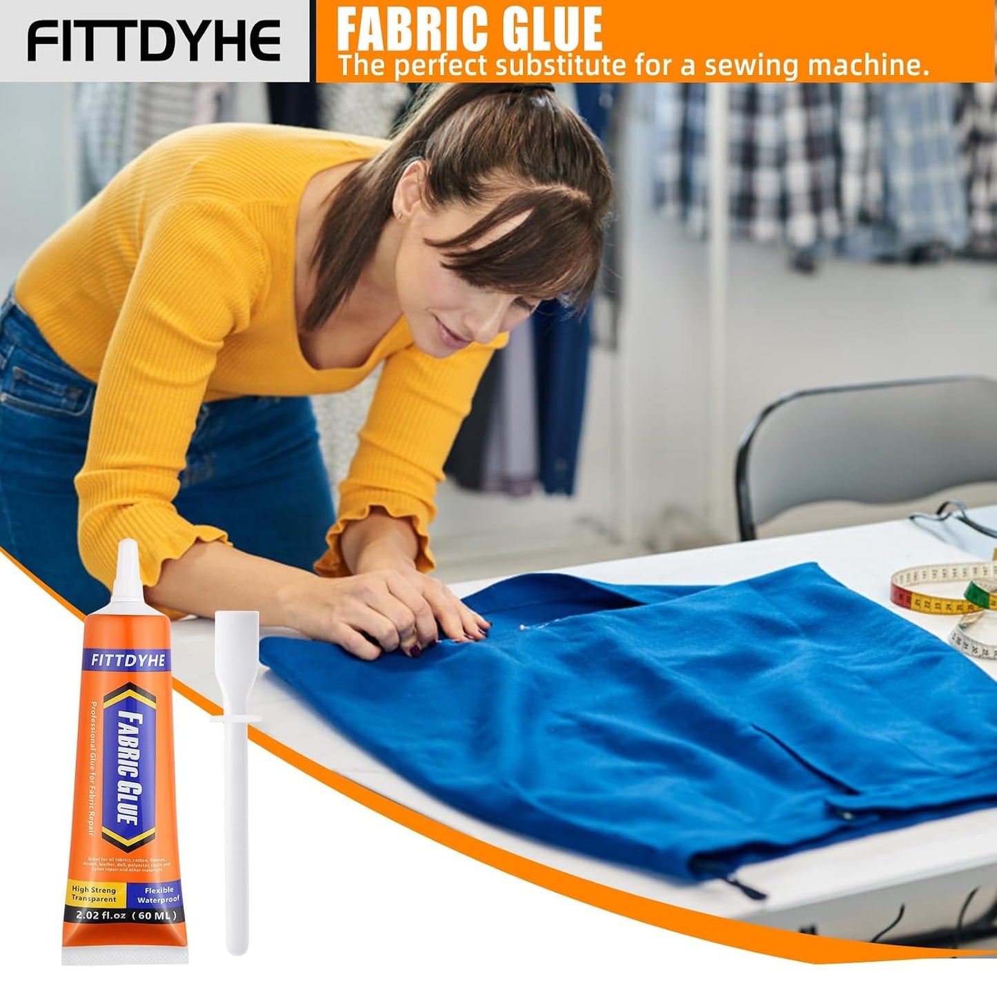 Permanent Fabric Glue - 60ml Washable Adhesive for Clothing & Crafts by FITTDYHE