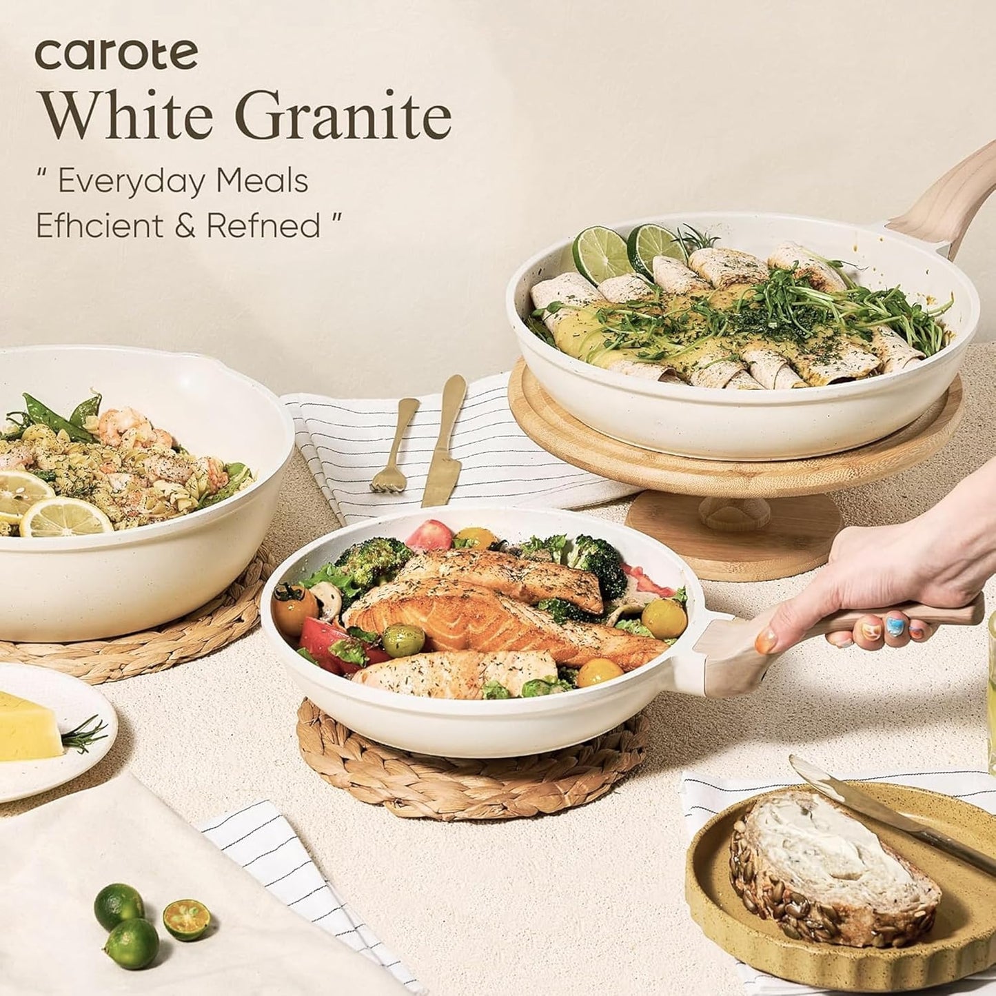 CAROTE 21-Piece Nonstick Cookware Set - Harder Granite Coating, Induction Safe, PFOS/PFOA Free