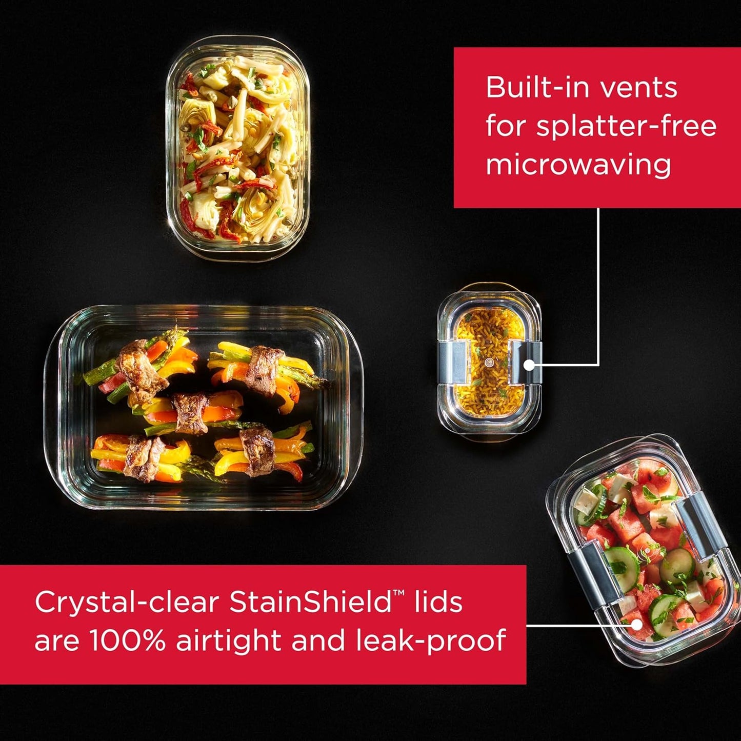 Rubbermaid Brilliance Glass Food Storage Containers Set of 9 - Clear, Leak-Proof, BPA-Free