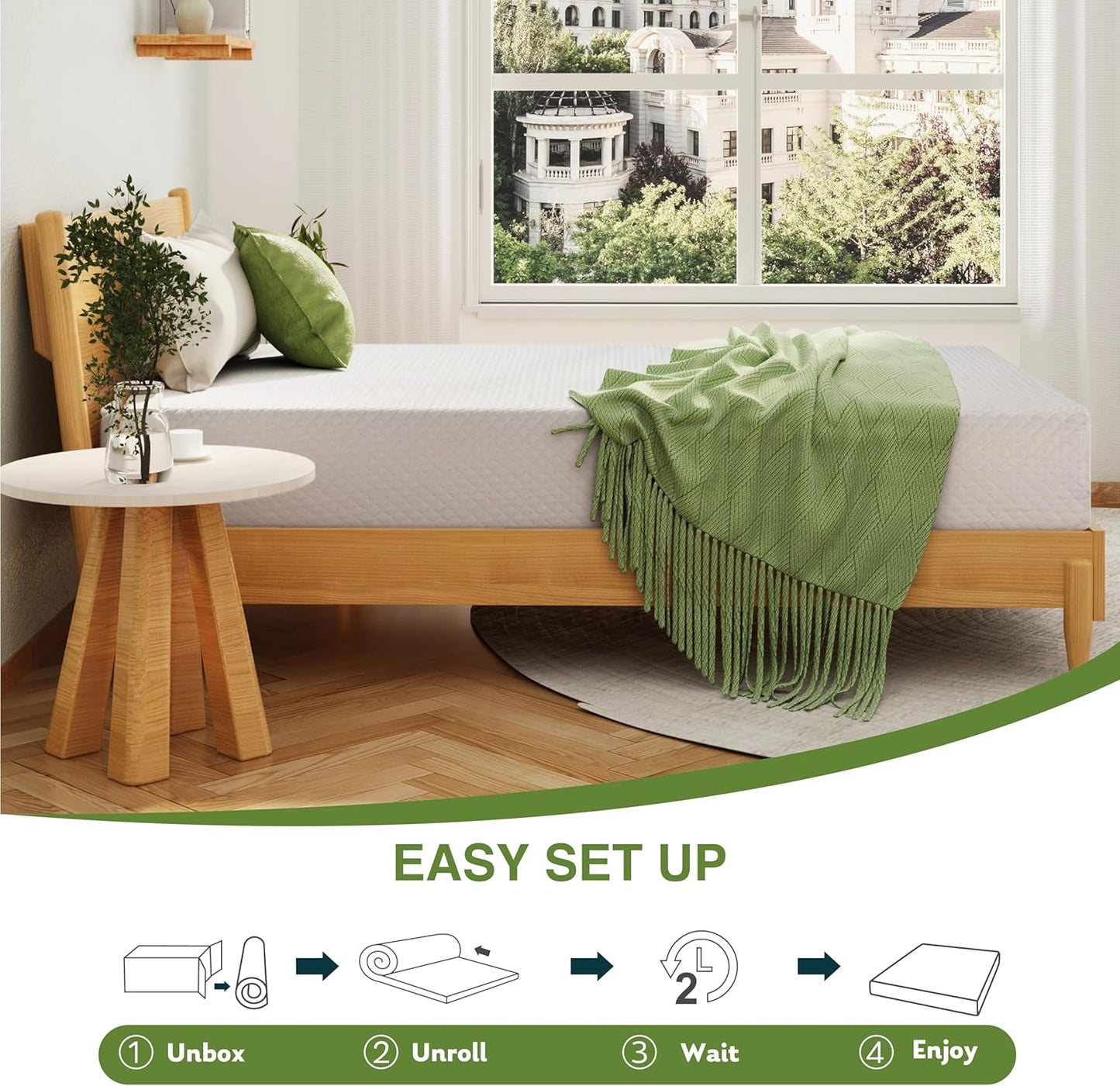 Full Size 8 Inch Medium Firm Memory Foam Mattress with Cooling Gel - EGOHOME