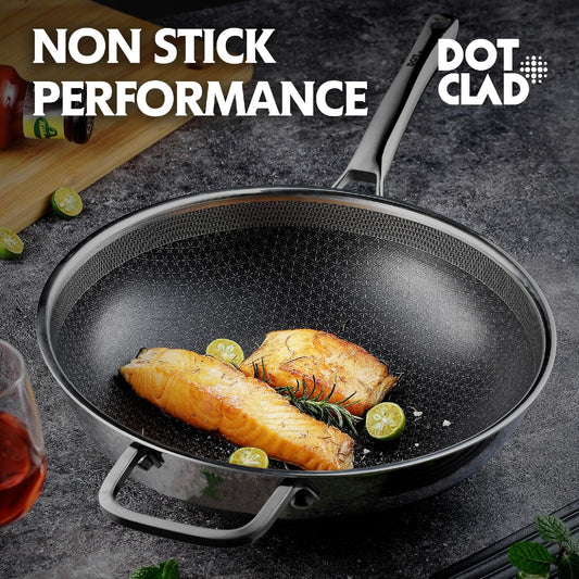 12-Inch Nonstick Stainless Steel Hybrid Wok with Lid