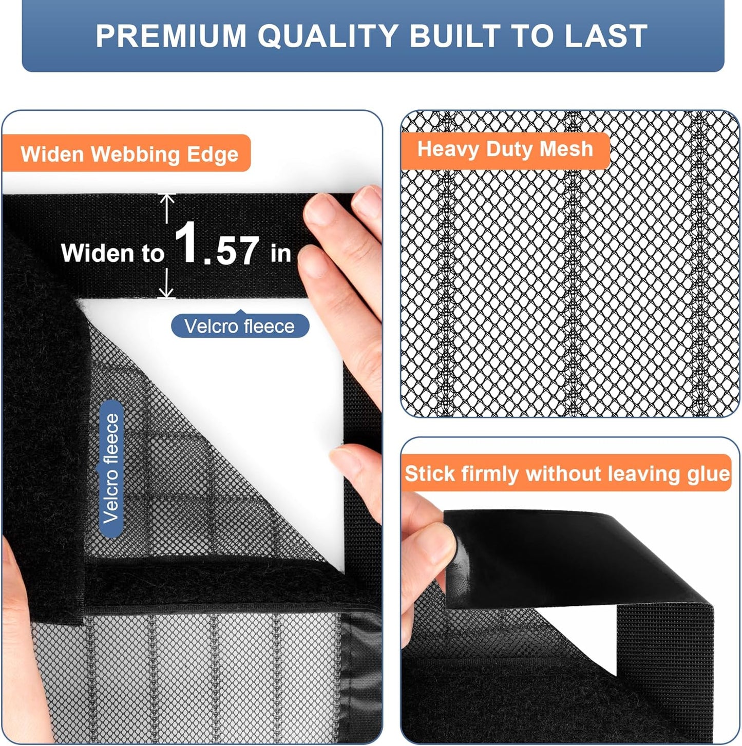 Black Magnetic Screen Door by METAONLY - Fits 36" x 80", Keep Bugs Out & Fresh Air