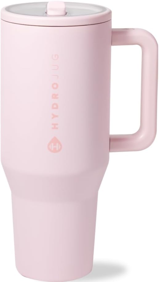 HydroJug Traveler 32oz Insulated Tumbler with Handle & Straw - Pink Sand