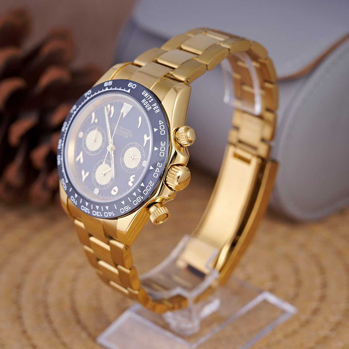 Daytona Obsidian Arabic Chronograph - Yellow Gold - photo 2