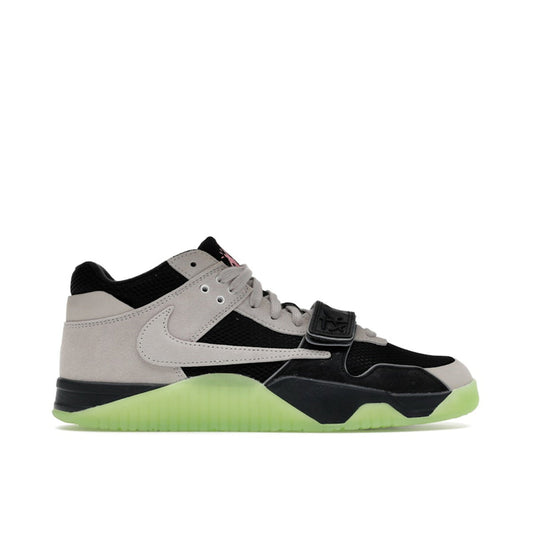 Chase B x Travis Scott x Jordan Jumpman Jack TR - Black / Night Silver - full shoe on white background