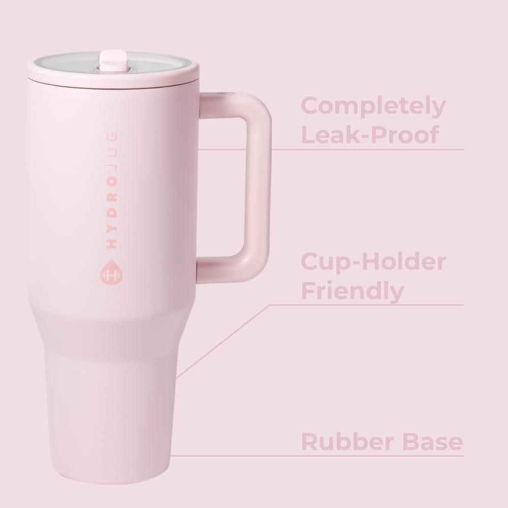HydroJug Traveler 32oz Insulated Tumbler with Handle & Straw - Pink Sand