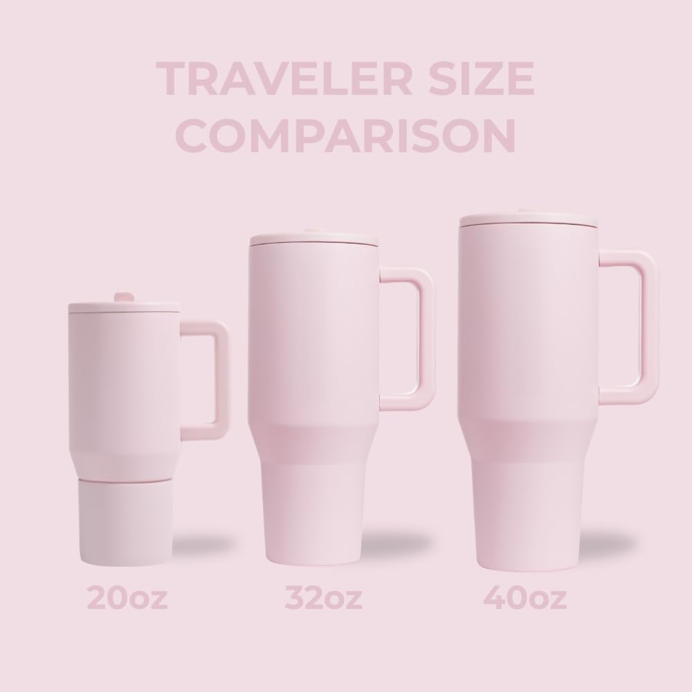 HydroJug Traveler 32oz Insulated Tumbler with Handle & Straw - Pink Sand