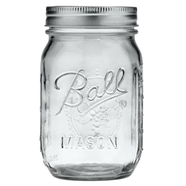 Ball Mason Jar Set (3-Pack) - Regular Mouth 16oz Glass Jars for Canning & Creative Storage