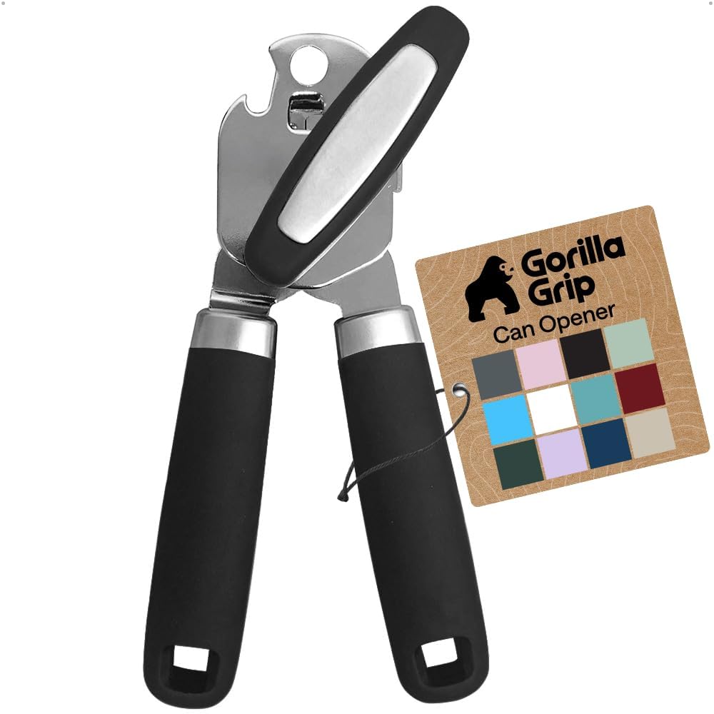 GORILLA GRIP Heavy Duty Manual Can Opener - Stainless Steel Smooth Edge for Effortless Cuts