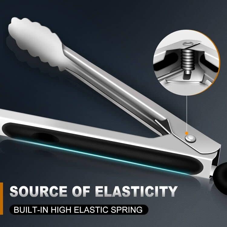 Eddeas Stainless Steel Cooking Tongs - Heat Resistant Locking Tongs (7",9",12") for BBQ & Kitchen Use