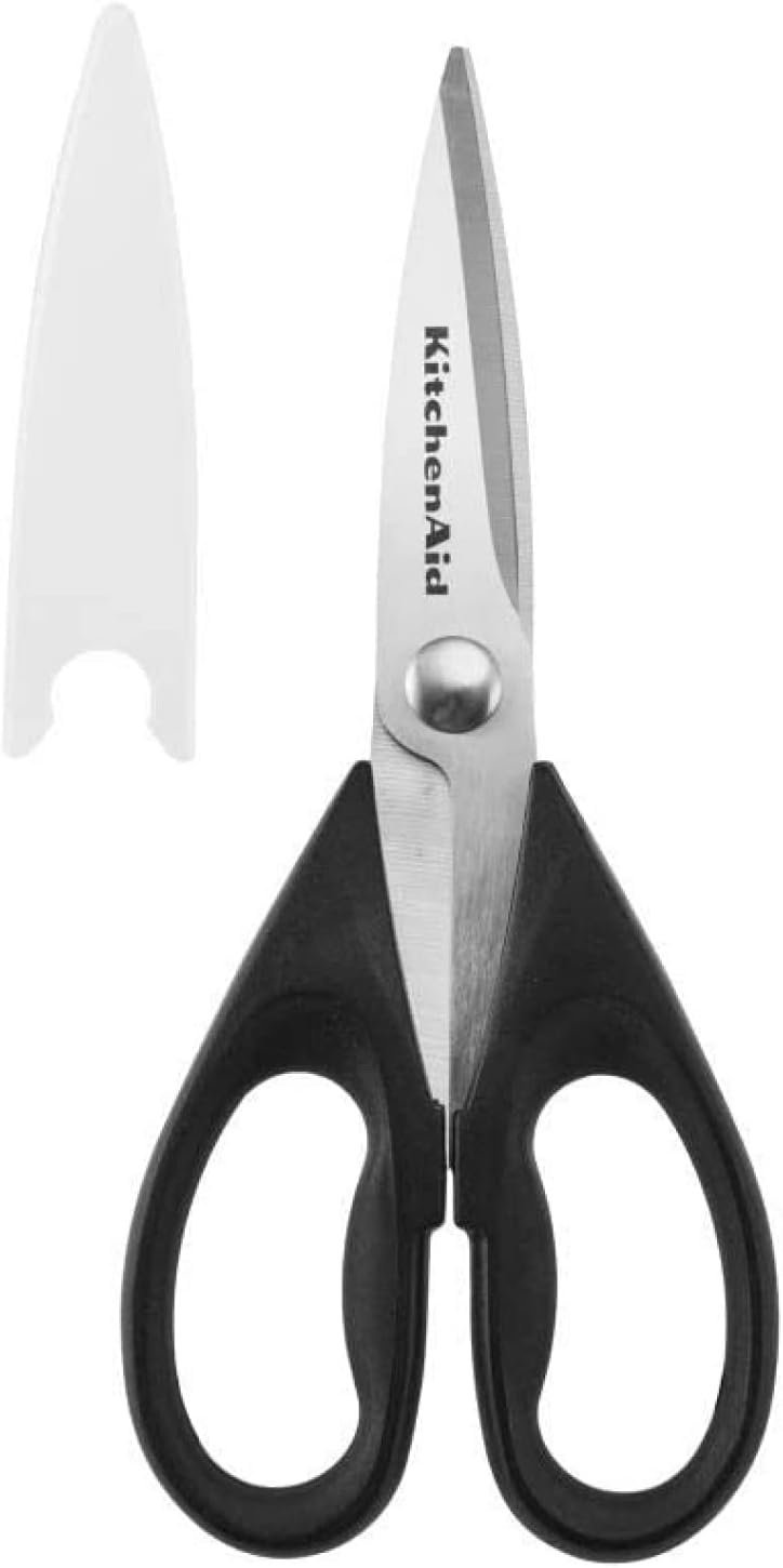 KitchenAid Premium Stainless Steel Kitchen Shears with Comfort Grip & Protective Sheath - Dishwasher Safe for Easy Cleaning