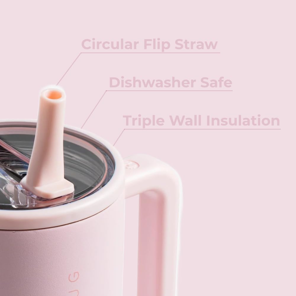 HydroJug Traveler 32oz Insulated Tumbler with Handle & Straw - Pink Sand