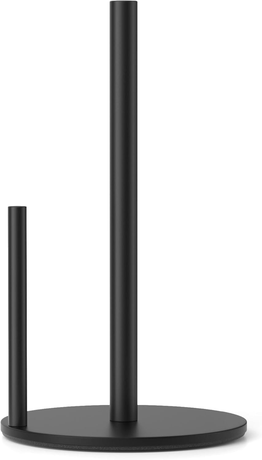 niffgaff Premium Stainless Steel Paper Towel Holder Black - Weighted Base Countertop Organizer
