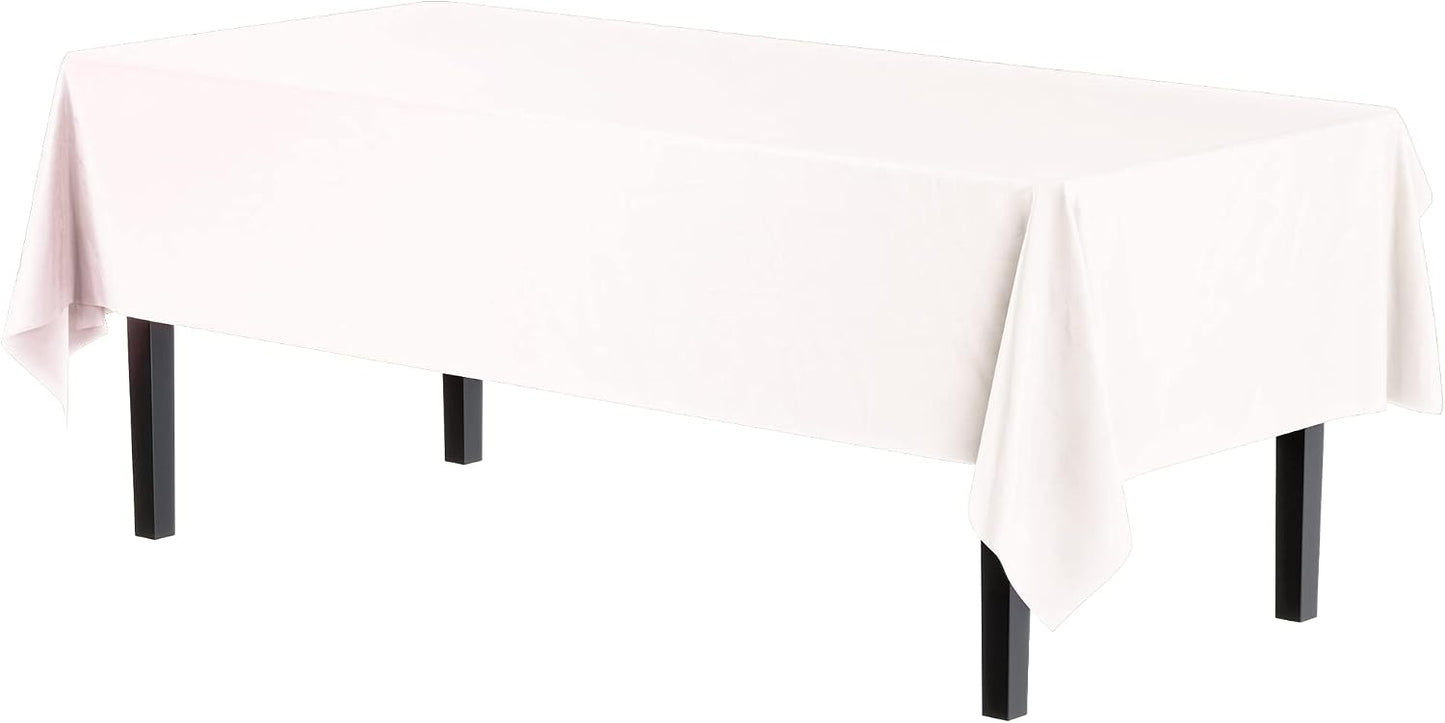 Party Solids Premium Disposable Plastic Tablecloth 6-Pack - White Rectangular 54x108