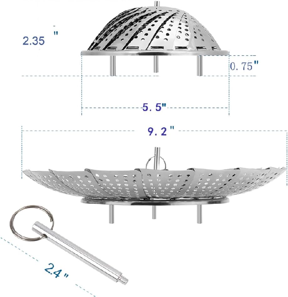 SAYFINE Premium Stainless Steel Veggie Steamer Basket - Fits Pots Up to 9.2"