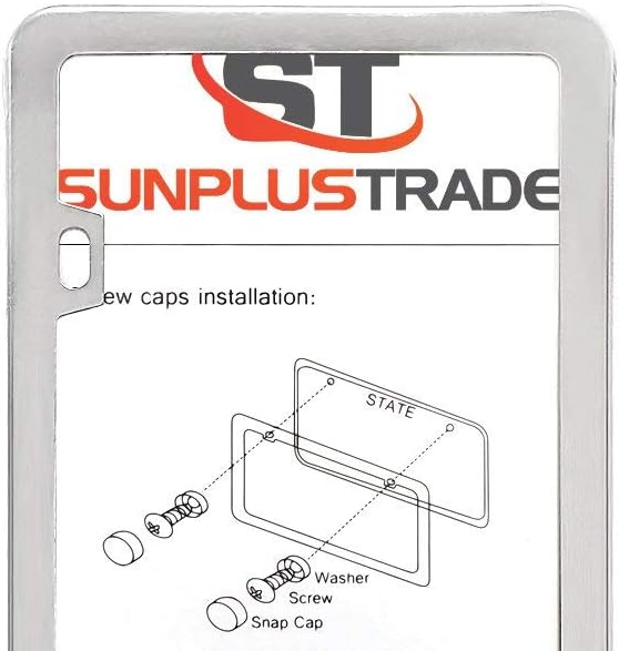 SunplusTrade Slim Stainless Steel License Plate Frame - Rust-Free & Chrome Finish