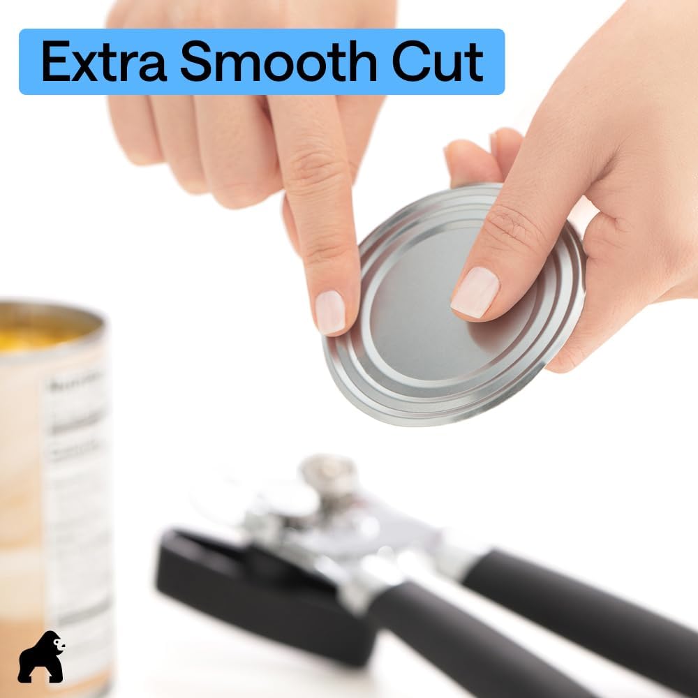 GORILLA GRIP Heavy Duty Manual Can Opener - Stainless Steel Smooth Edge for Effortless Cuts