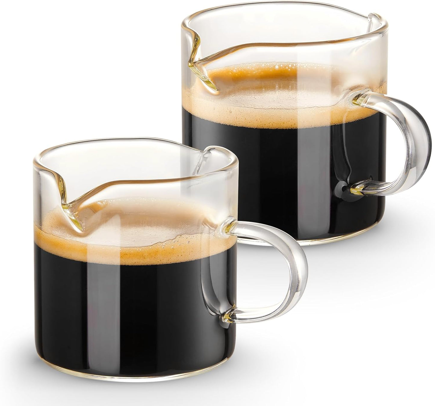 Qipecedm 4 oz Double Spout Espresso Cups Set of 2 - Clear Borosilicate Glass for Home Coffee Lovers