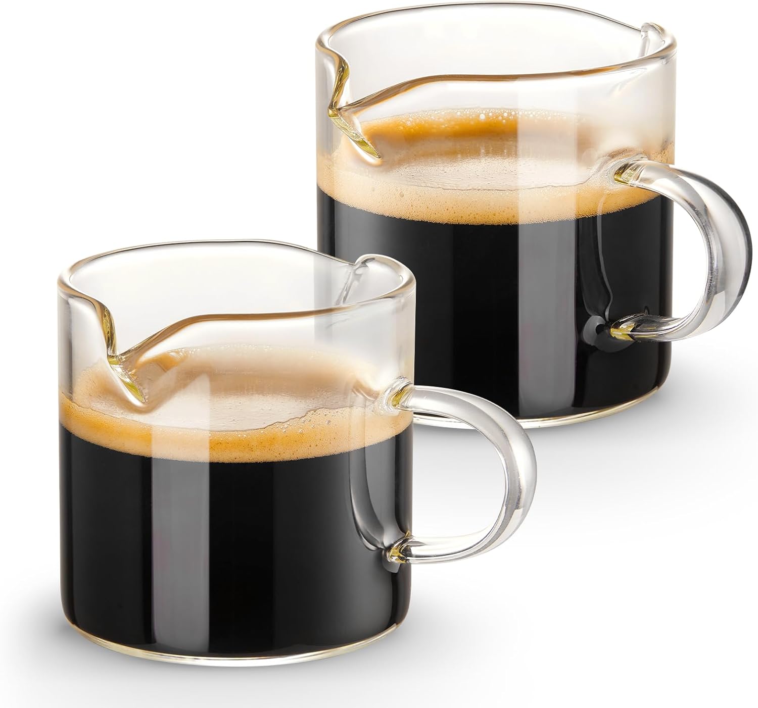 Qipecedm 4 oz Double Spout Espresso Cups Set of 2 - Clear Borosilicate Glass for Home Coffee Lovers