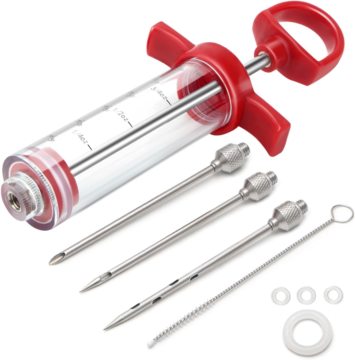 GRILL BUMP 1-Ounce Plastic BBQ Meat Injector Kit with Stainless Steel Needles for Turkey & Grilling