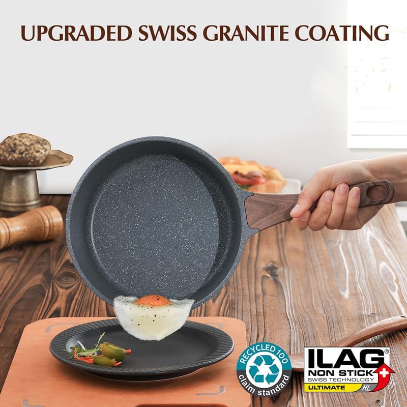 SENSARTE 1.5 Quart Nonstick Saucepan w/Lid - Swiss Granite Coating, Induction Safe
