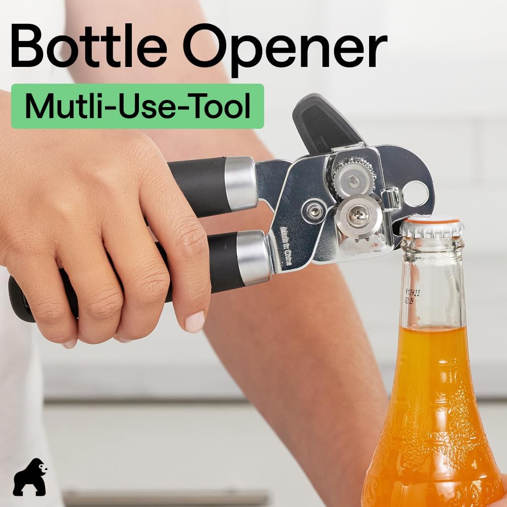 GORILLA GRIP Heavy Duty Manual Can Opener - Stainless Steel Smooth Edge for Effortless Cuts