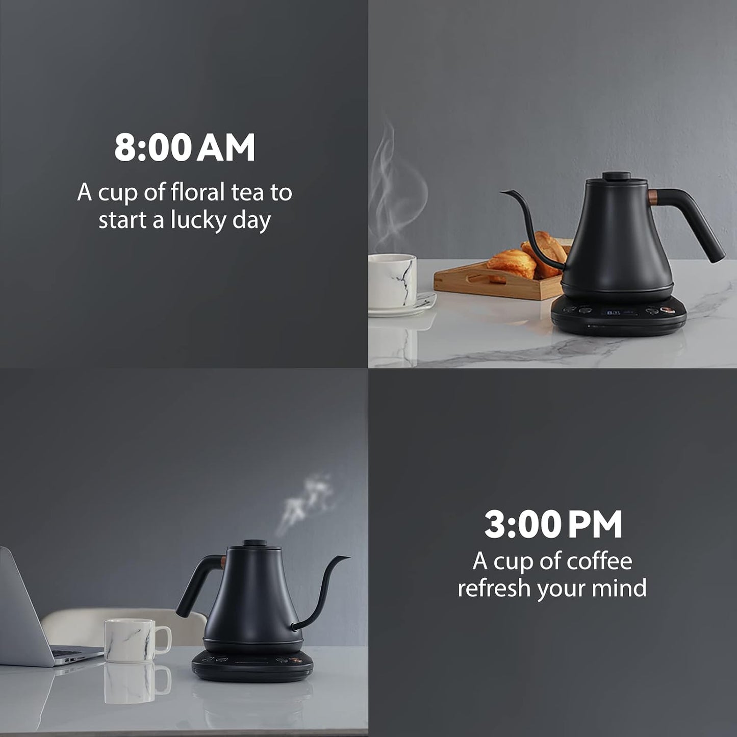 Gooseneck Electric Kettle with Temperature Control for Coffee & Tea - Mecity HB-3166M