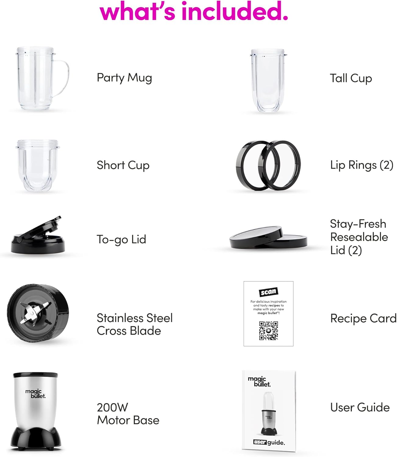Magic Bullet Compact Blender - 11-Piece Set for Small Kitchens & Single-Serve Drinks