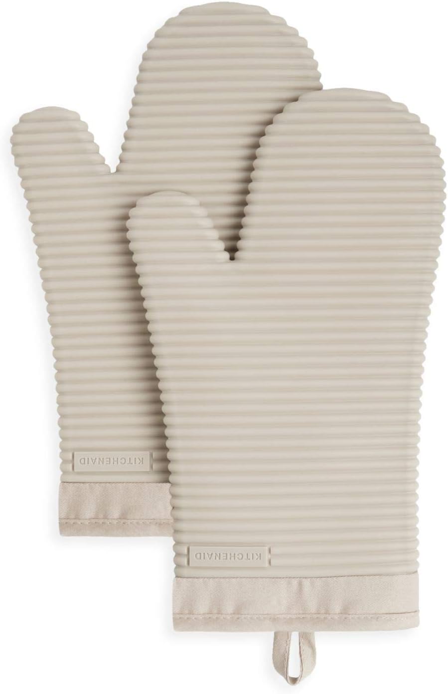 KitchenAid Ribbed Soft Silicone Oven Mitt 2-Pack Set - Heat Resistant Up to 500°F