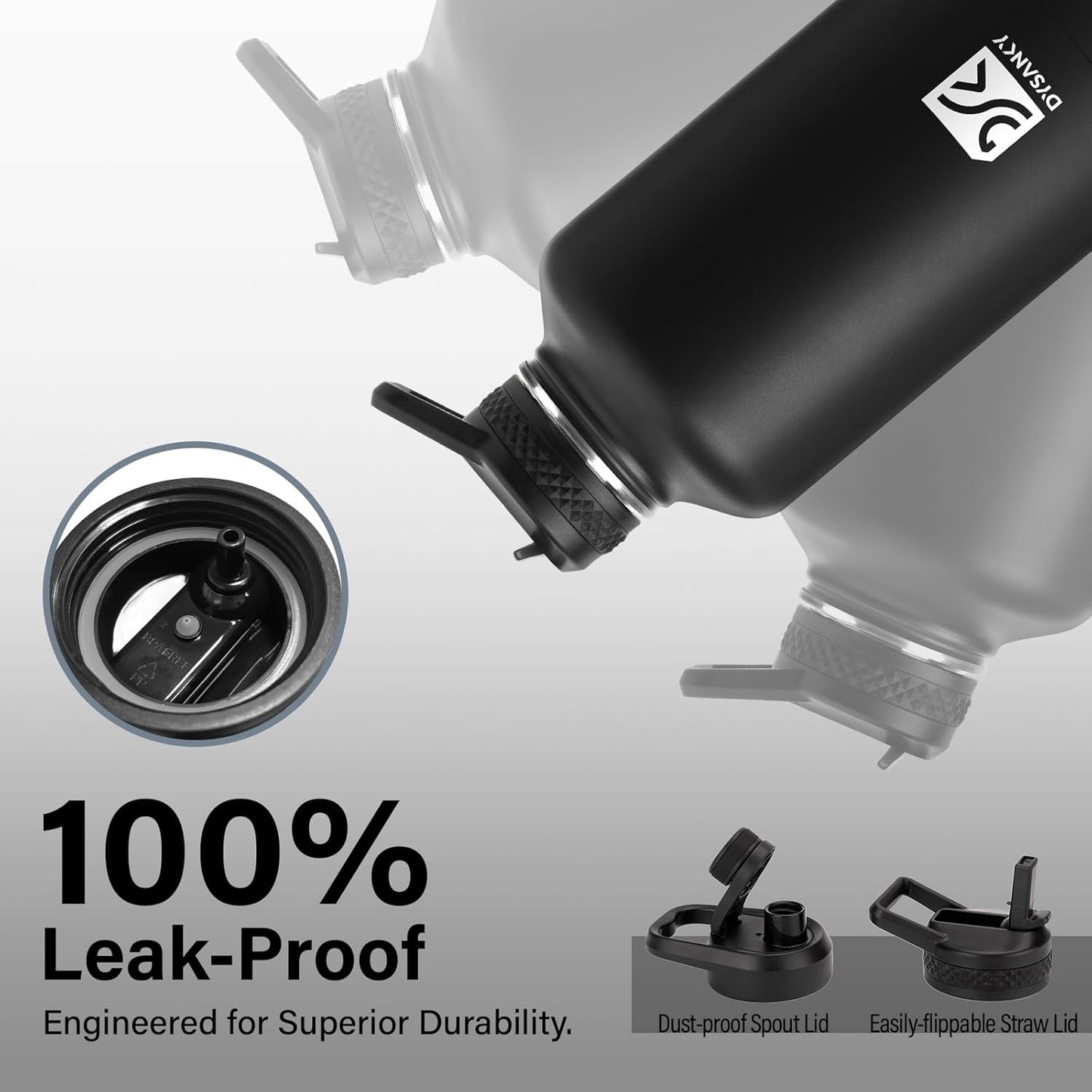 DYSANKY 64 oz Stainless Steel Insulated Water Bottle for Gym & Hiking w/Straw & Carrier