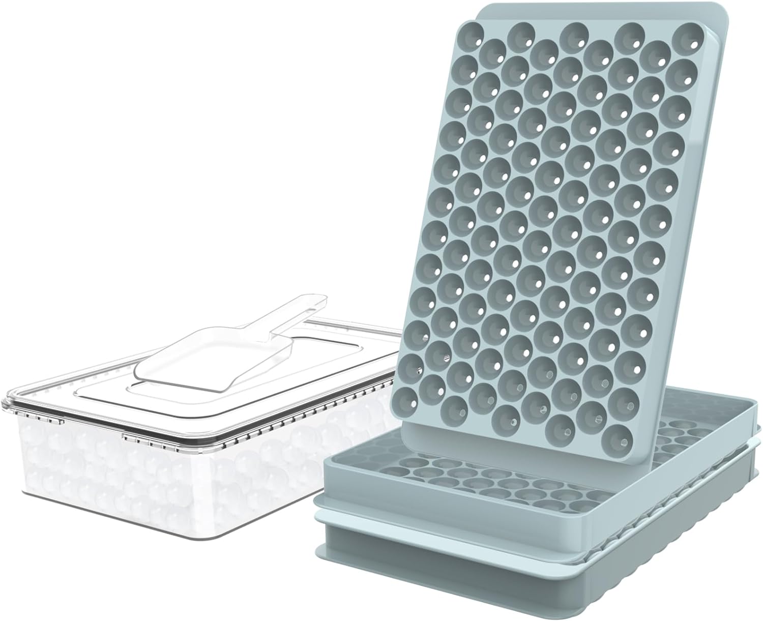 WIBIMEN Tiny Ice Cube Trays - 0.55" Pebble Ice for Iced Coffee & Cocktails (2 Pack, Blue)