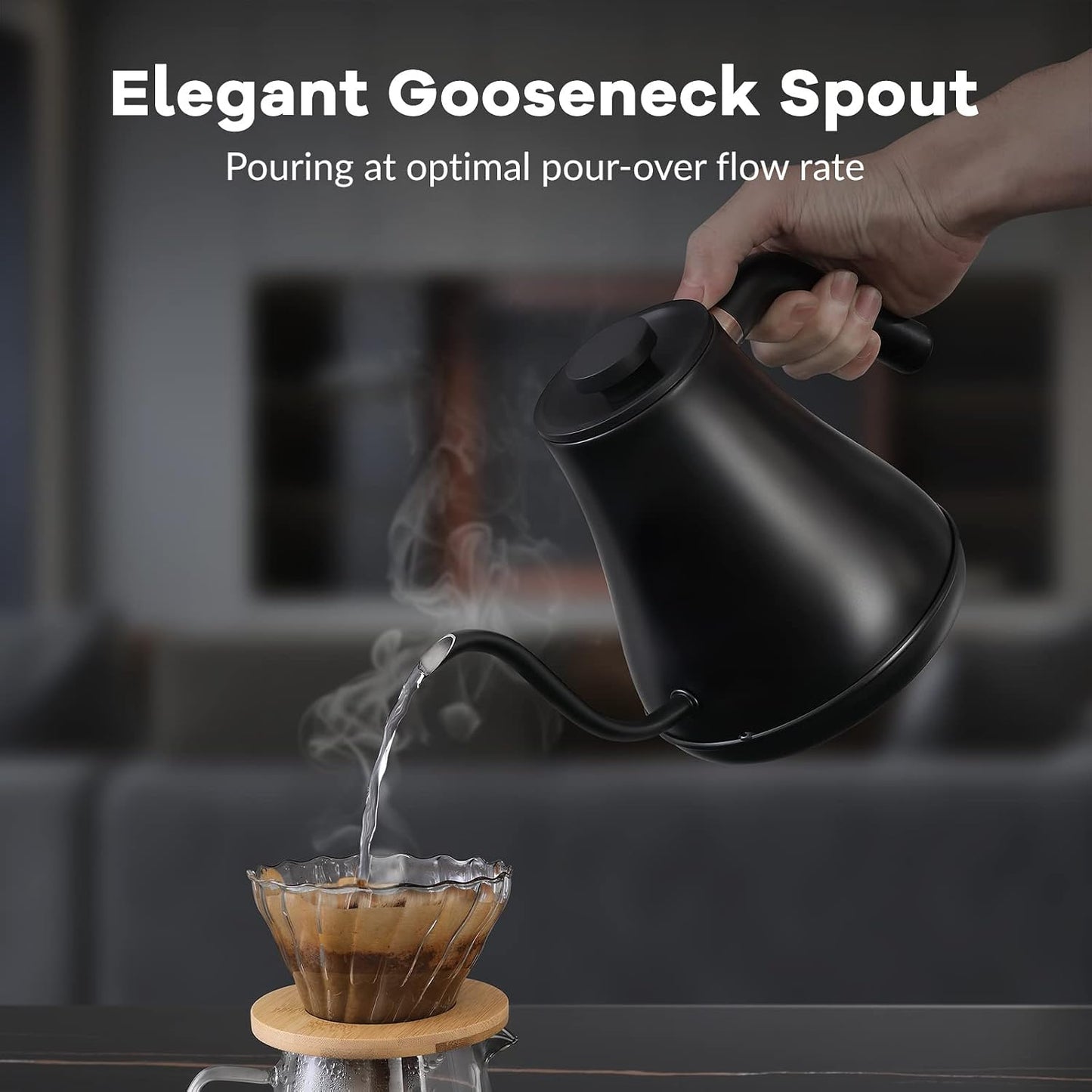 Gooseneck Electric Kettle with Temperature Control for Coffee & Tea - Mecity HB-3166M