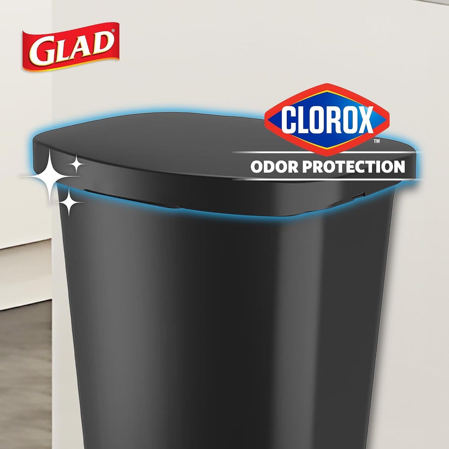 Glad Premium 13-Gallon Kitchen Trash Can with Clorox Odor Protection & Stainless Steel Foot Pedal