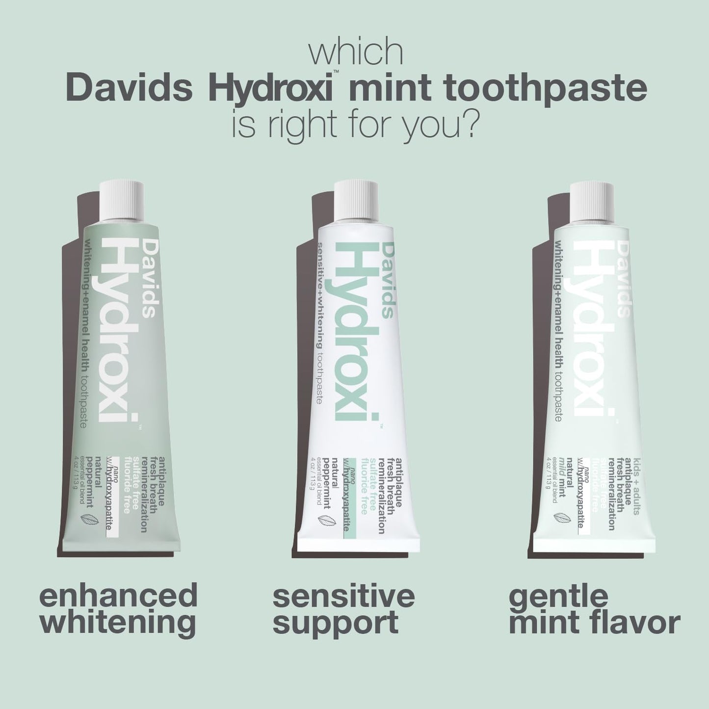 Davids Fluoride-Free Nano Hydroxyapatite Toothpaste for Sensitive Support & Whitening - 4oz