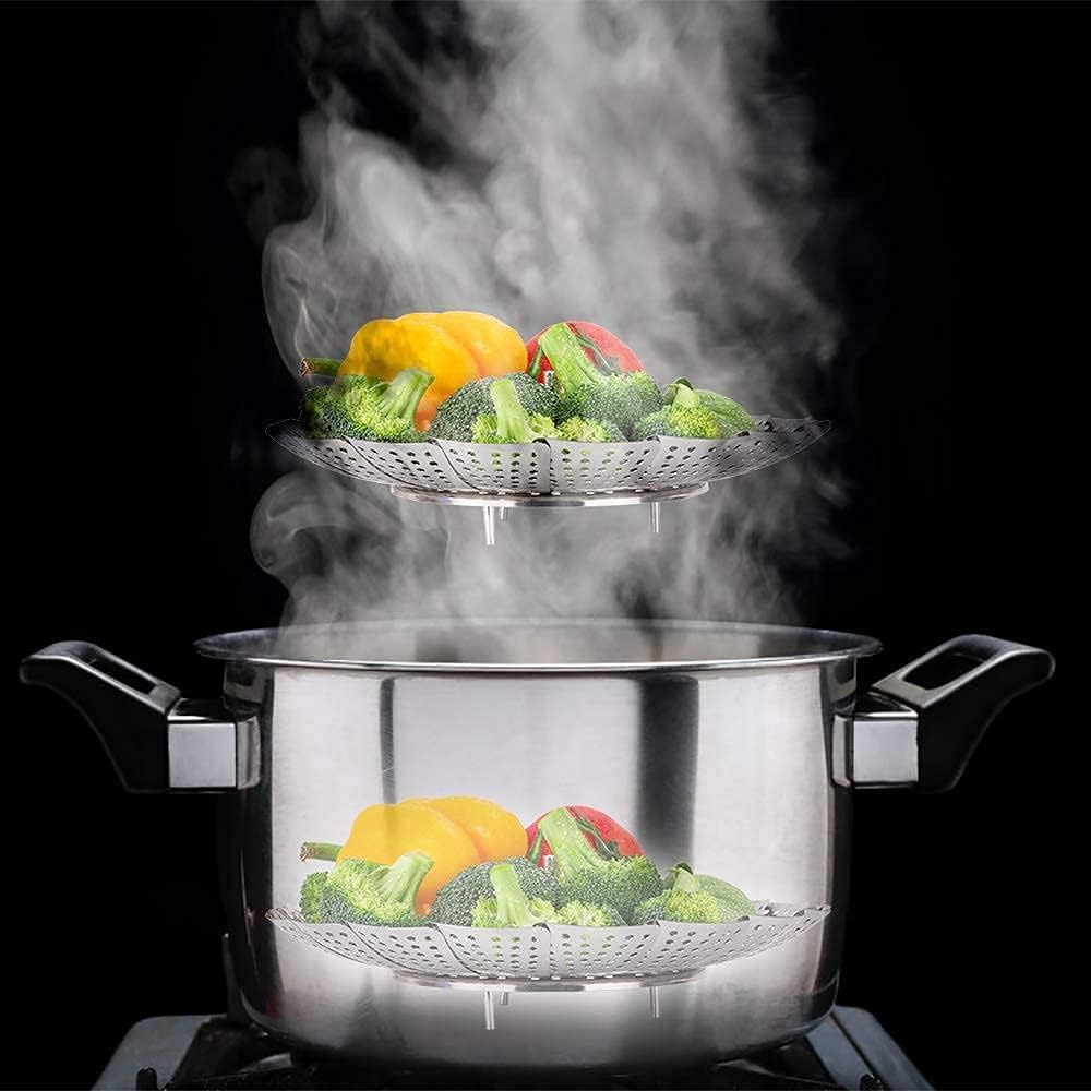SAYFINE Premium Stainless Steel Veggie Steamer Basket - Fits Pots Up to 9.2"