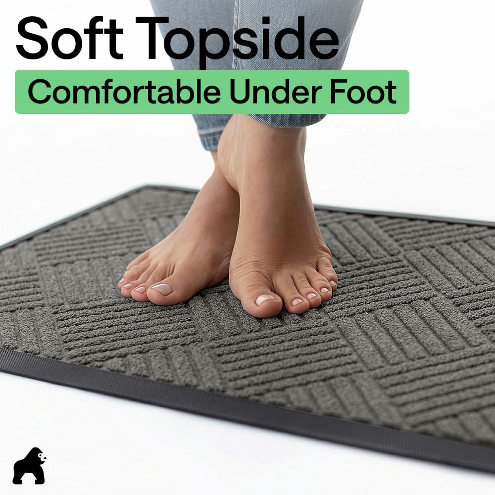 Waterproof All-Season Doormat by Gorilla Grip - Natural Rubber Stain Resistant 29x17