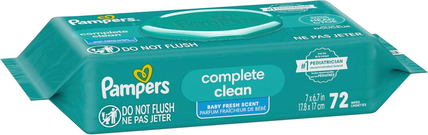 Pampers Baby Wipes - Gentle Head-to-Toe Clean with Baby Fresh Scent, 72 Count