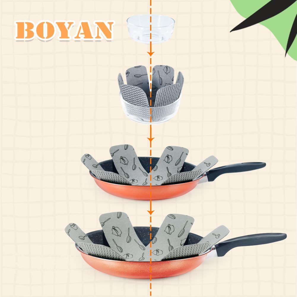 BOYAN 12-Piece Pot & Pan Protectors Set - Felt Divider Pads to Prevent Scratching When Stacking