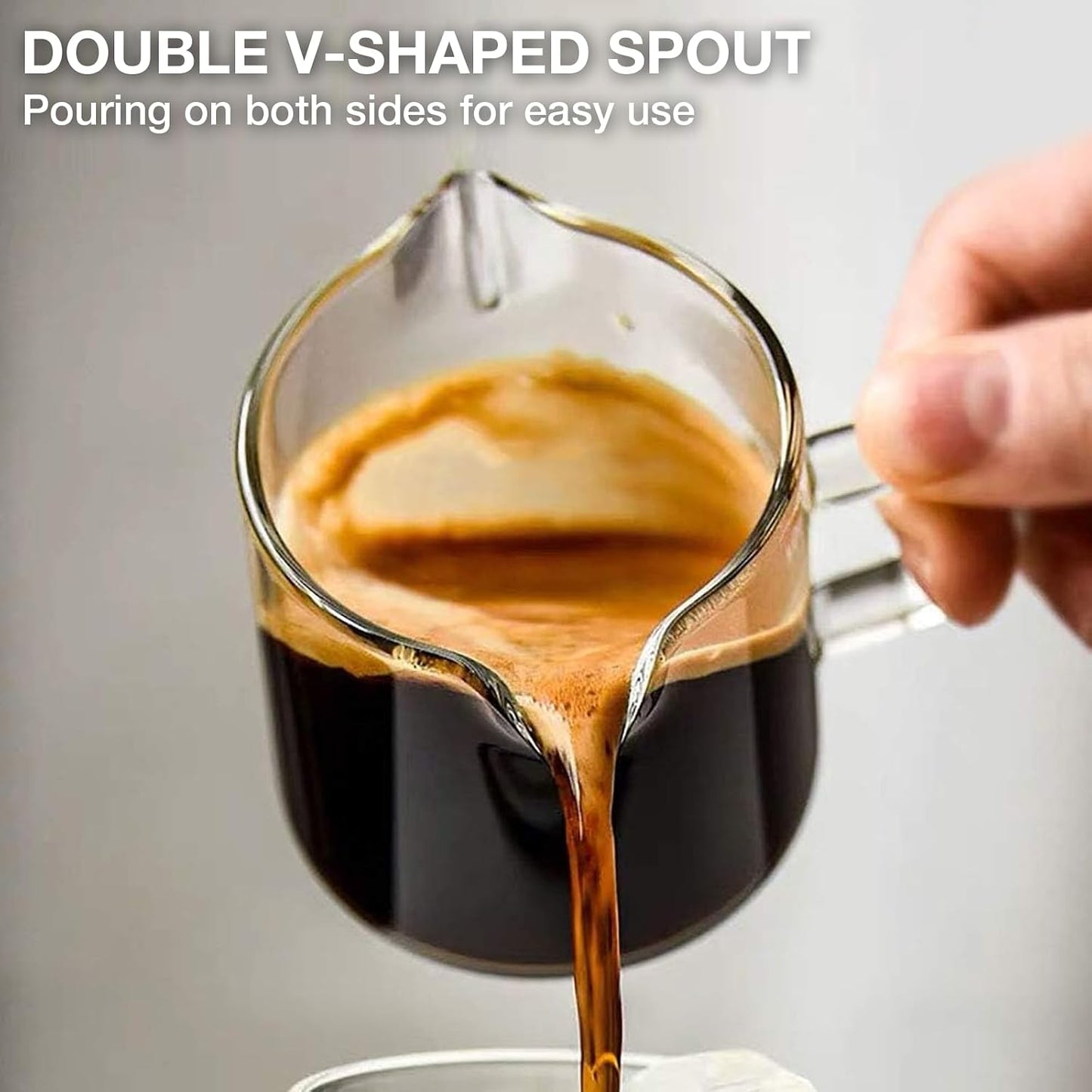 Qipecedm 4 oz Double Spout Espresso Cups Set of 2 - Clear Borosilicate Glass for Home Coffee Lovers