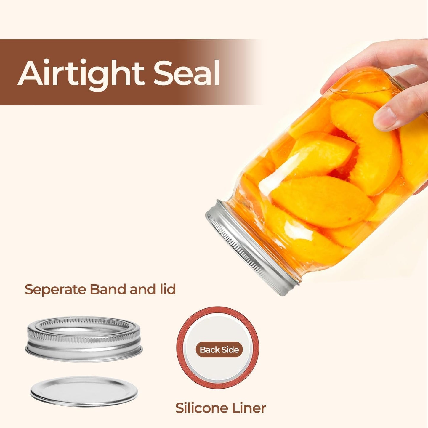 ComSaf 32oz Wide Mouth Mason Jars 2-Pack | Airtight Lids for Meal Prep & Canning