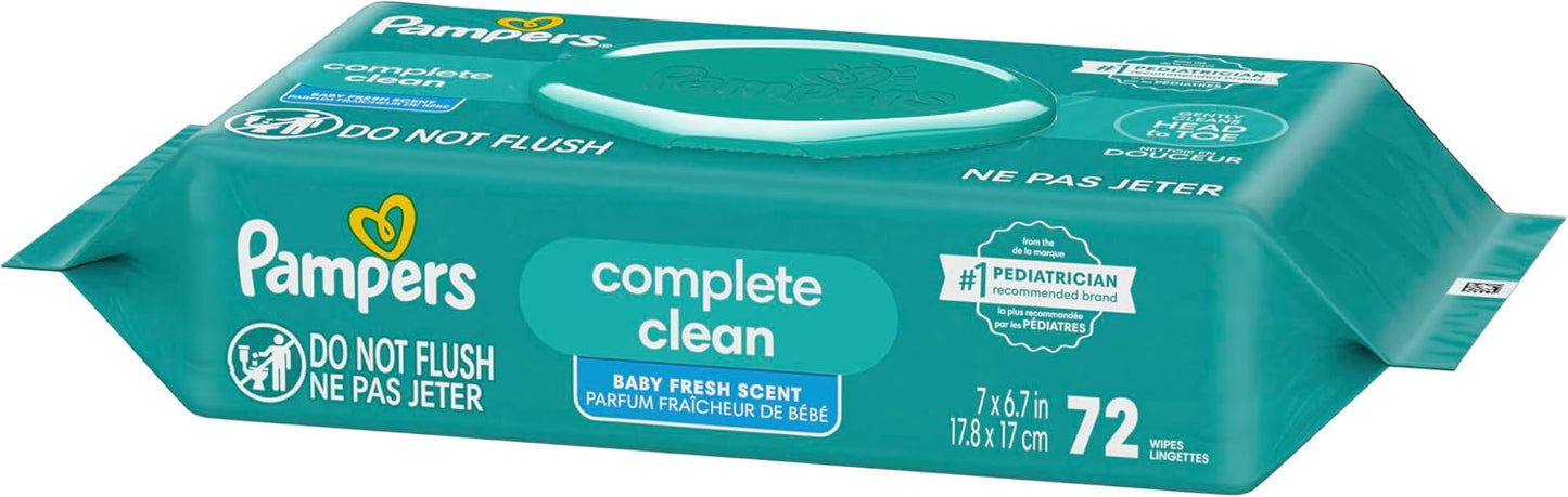 Pampers Baby Wipes - Gentle Head-to-Toe Clean with Baby Fresh Scent, 72 Count