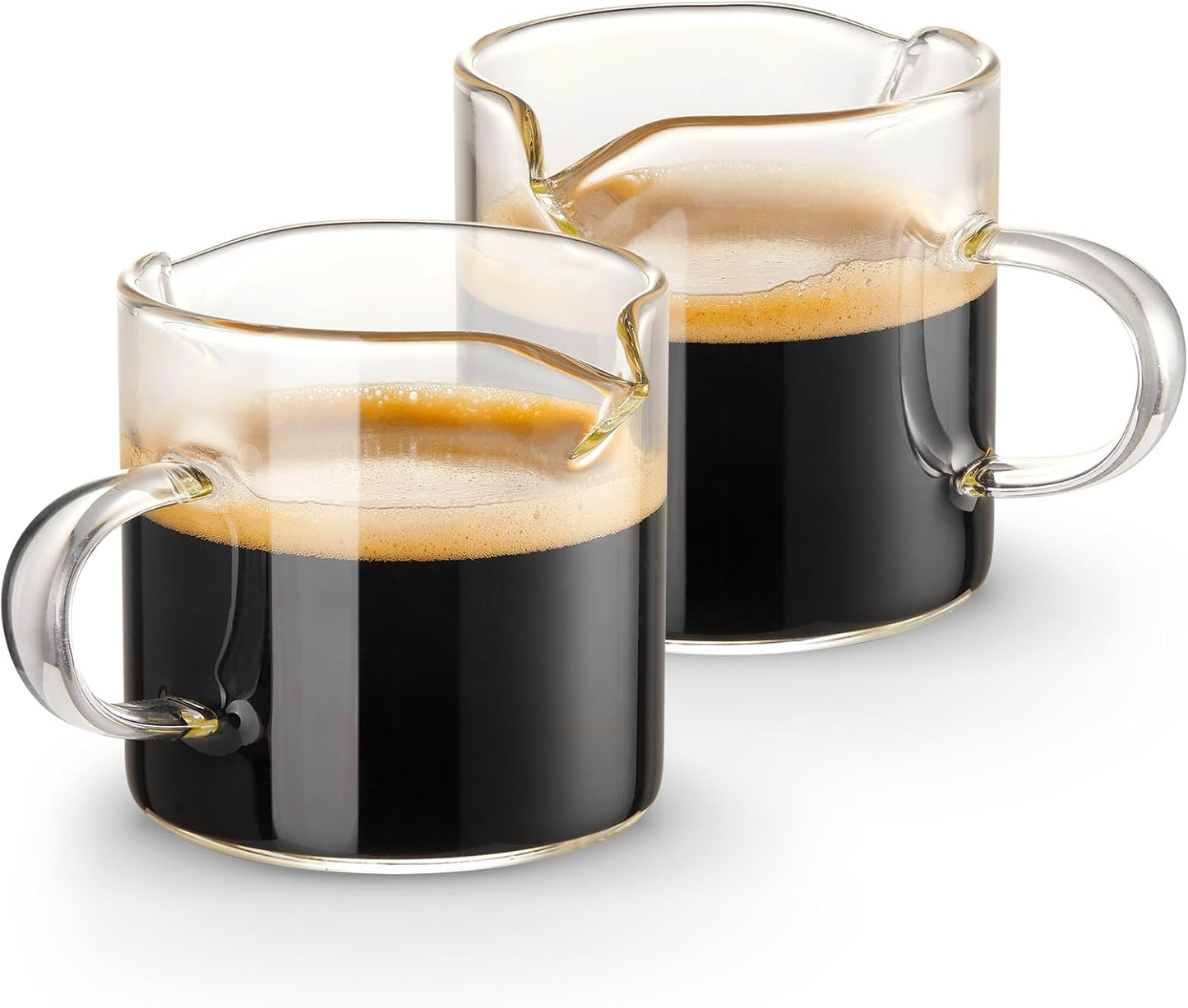 Qipecedm 4 oz Double Spout Espresso Cups Set of 2 - Clear Borosilicate Glass for Home Coffee Lovers