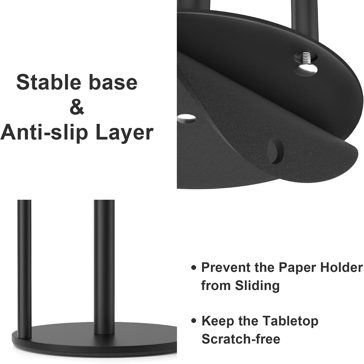 niffgaff Premium Stainless Steel Paper Towel Holder Black - Weighted Base Countertop Organizer