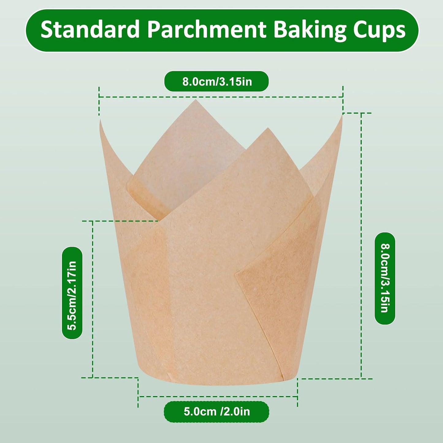 Caperci 150 Count Natural Tulip Unbleached Parchment Cupcake Liners for Baking