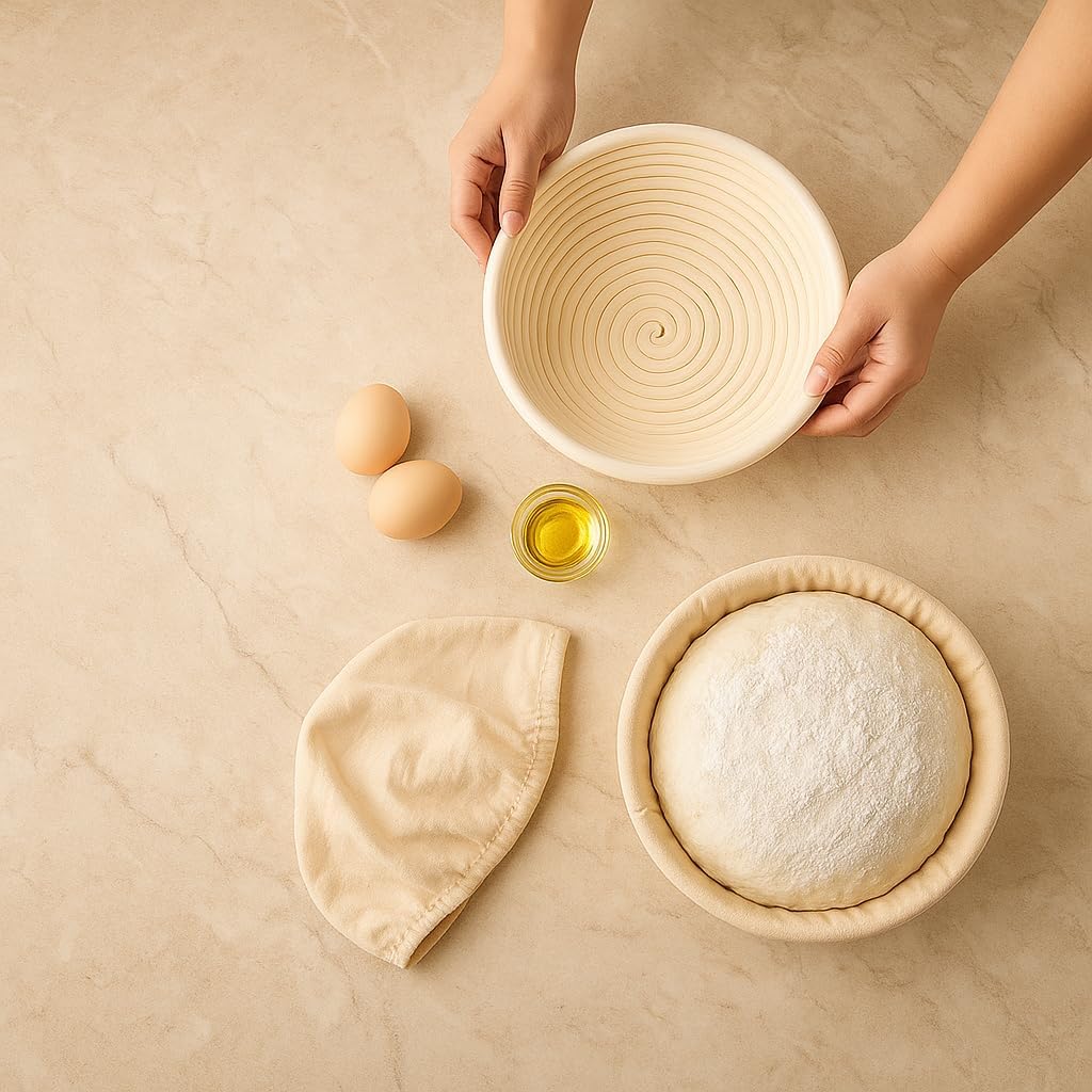 Saint Germain Bakery Premium Round Rattan Bread Proofing Basket - 9 Inch Handmade Brotform
