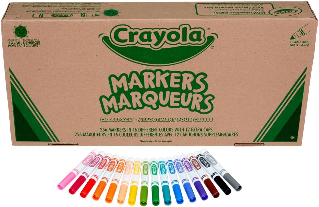 Crayola Broad Line Markers Classpack - 256 Count Bulk Art Supplies for Kids