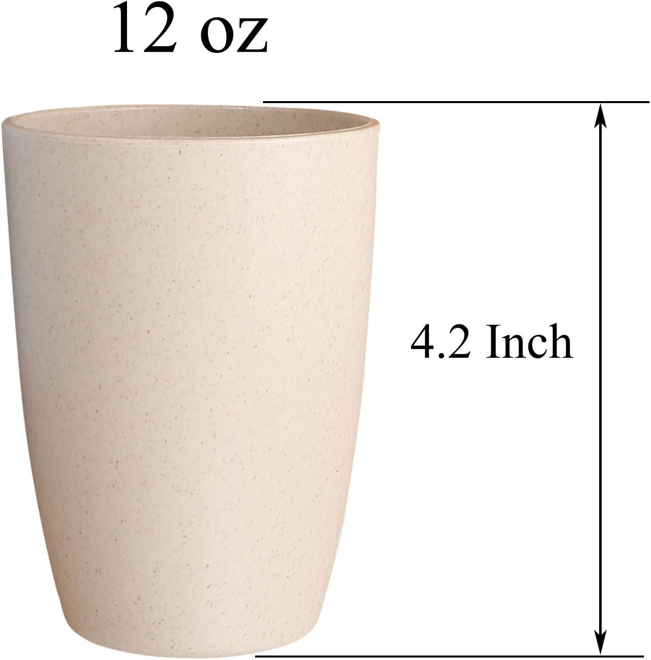LuckyZone Wheat Straw Unbreakable Cups (12 oz) - Reusable Set of 5 - Dishwasher Safe & BPA-Free