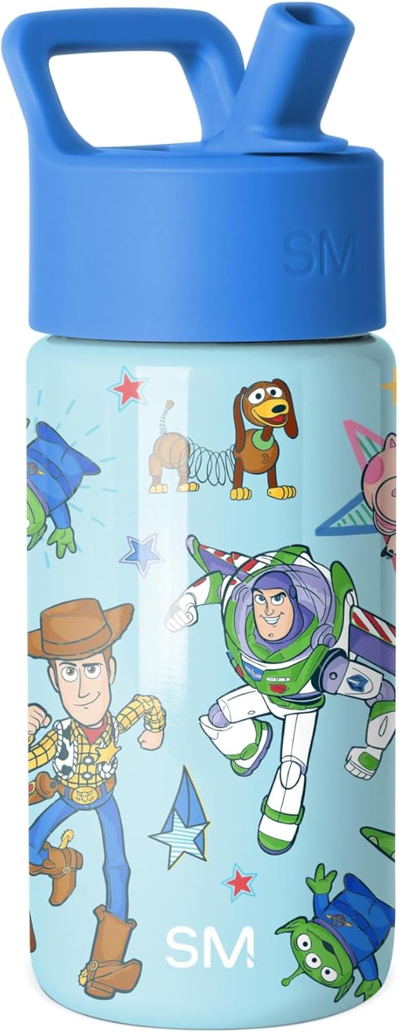 Simple Modern Disney Pixar Kids Water Bottle - 14oz Insulated Stainless Steel Tumbler with Straw Lid for Toddlers & School