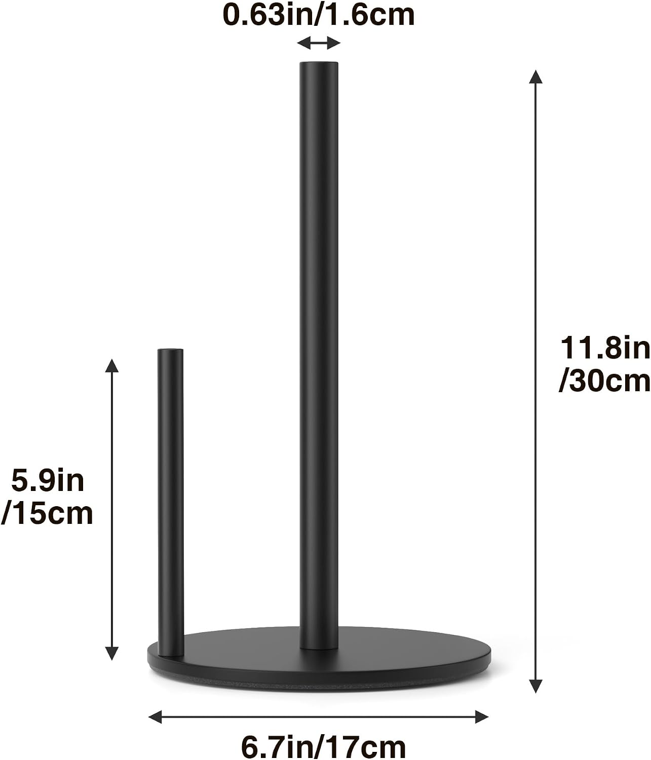 niffgaff Premium Stainless Steel Paper Towel Holder Black - Weighted Base Countertop Organizer